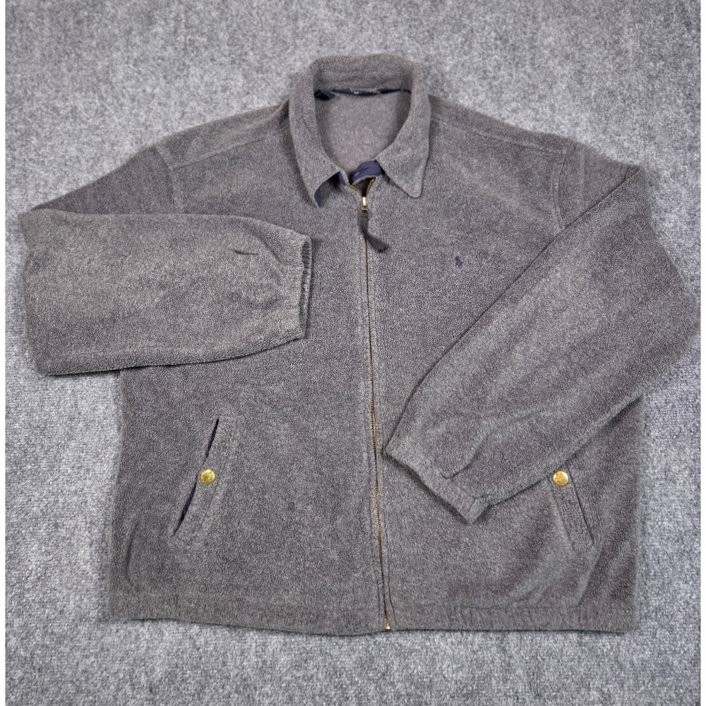 Polo Ralph Lauren Fleece Jacket‎ Mens XL Grey Full Zip Polartec Pony Logo - Picture 2 of 11
